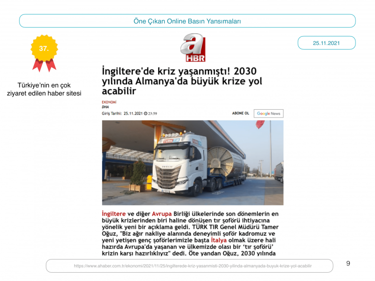 Türk Tır_Haftalık Yansıma Raporu_02.12.2021-09